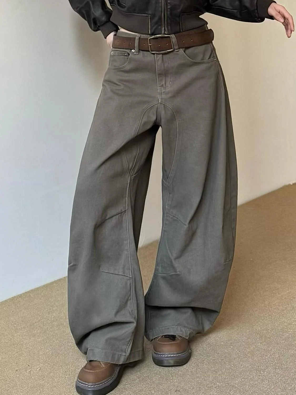 Korean Punk Vintage Wide Leg Elegant Pants Women's Clothes Streetwear Fashion Jeans 2026 New Clothing Bottoms Casual Trousers