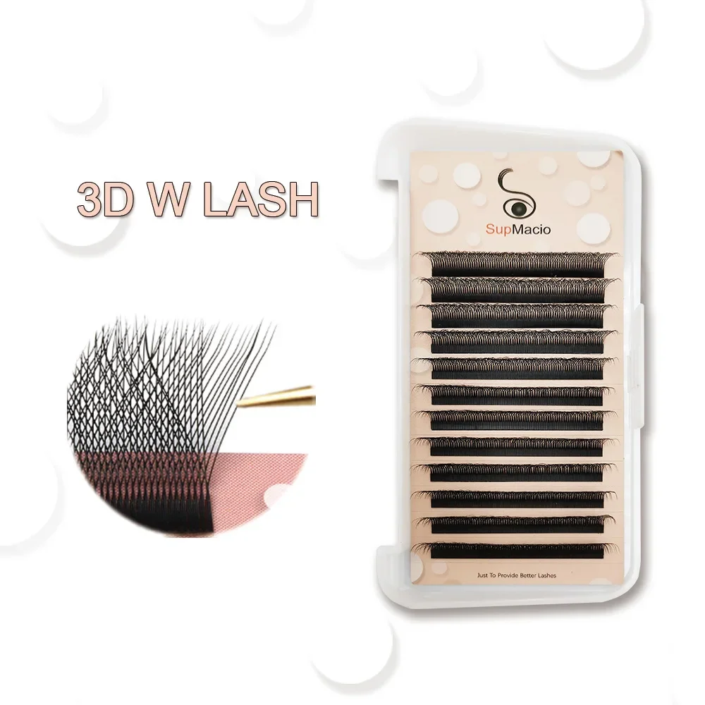 SUPMACIO 3D W Shaped Soft Lash Extension Supplies 0.07 Cilios 3D Eyelashes Wholesale Natural Makeup Easy Fan Dropshipping Brasil