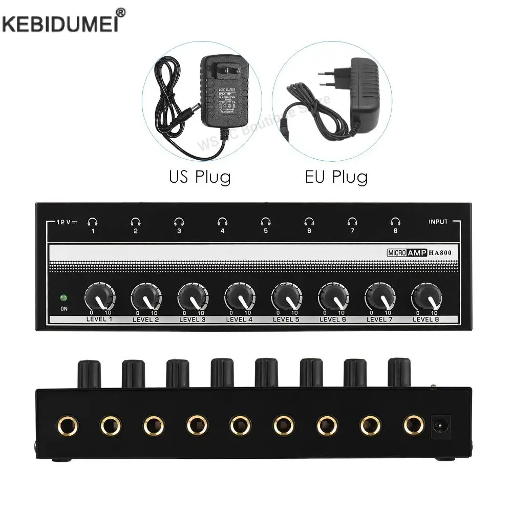 HA800 헤드폰 앰프 음악 믹서 녹음용 8 채널 초소형 스테레오 오디오 앰프 이어폰 앰프