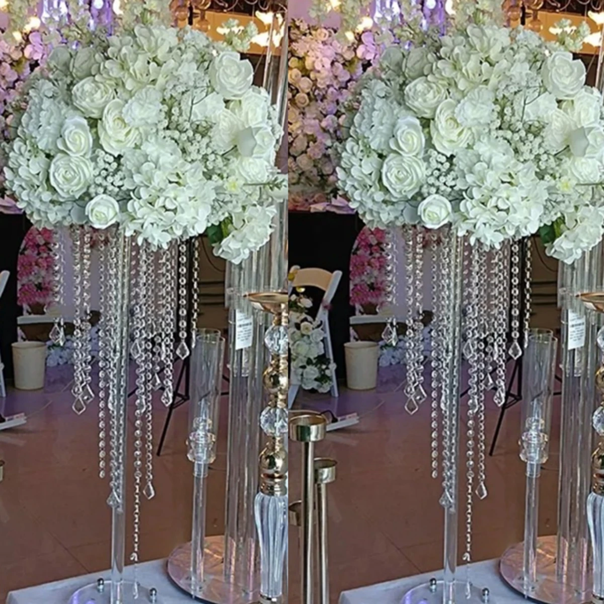 

10pcs)H40cm to 120cm)Hotsale crystal Flower Stand For Wedding Table Centerpiece Gold Arch Flower Stand Wedding Decoration 566