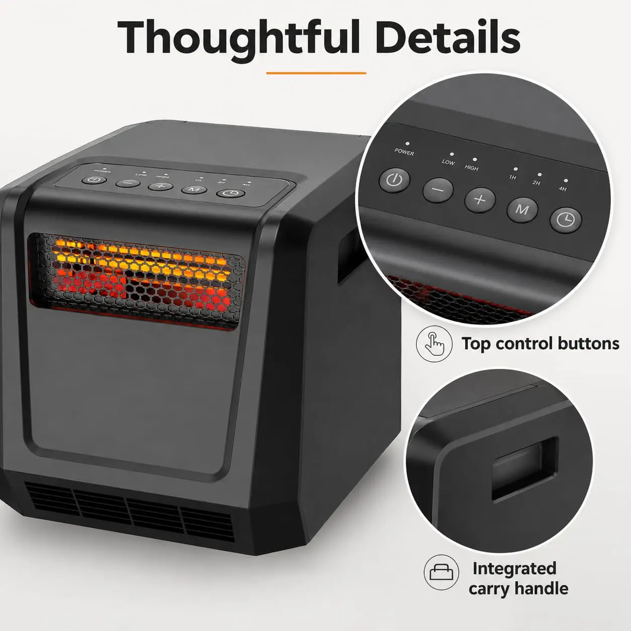 1500W Ceramic Space Heater, Portable PTC Electric Heater with Wide Oscillation, Adjustable Thermostat, Fast Heating, Tip-Over & Overheat Protection, Compact Indoor Heater for Bedroom, Office & Desk