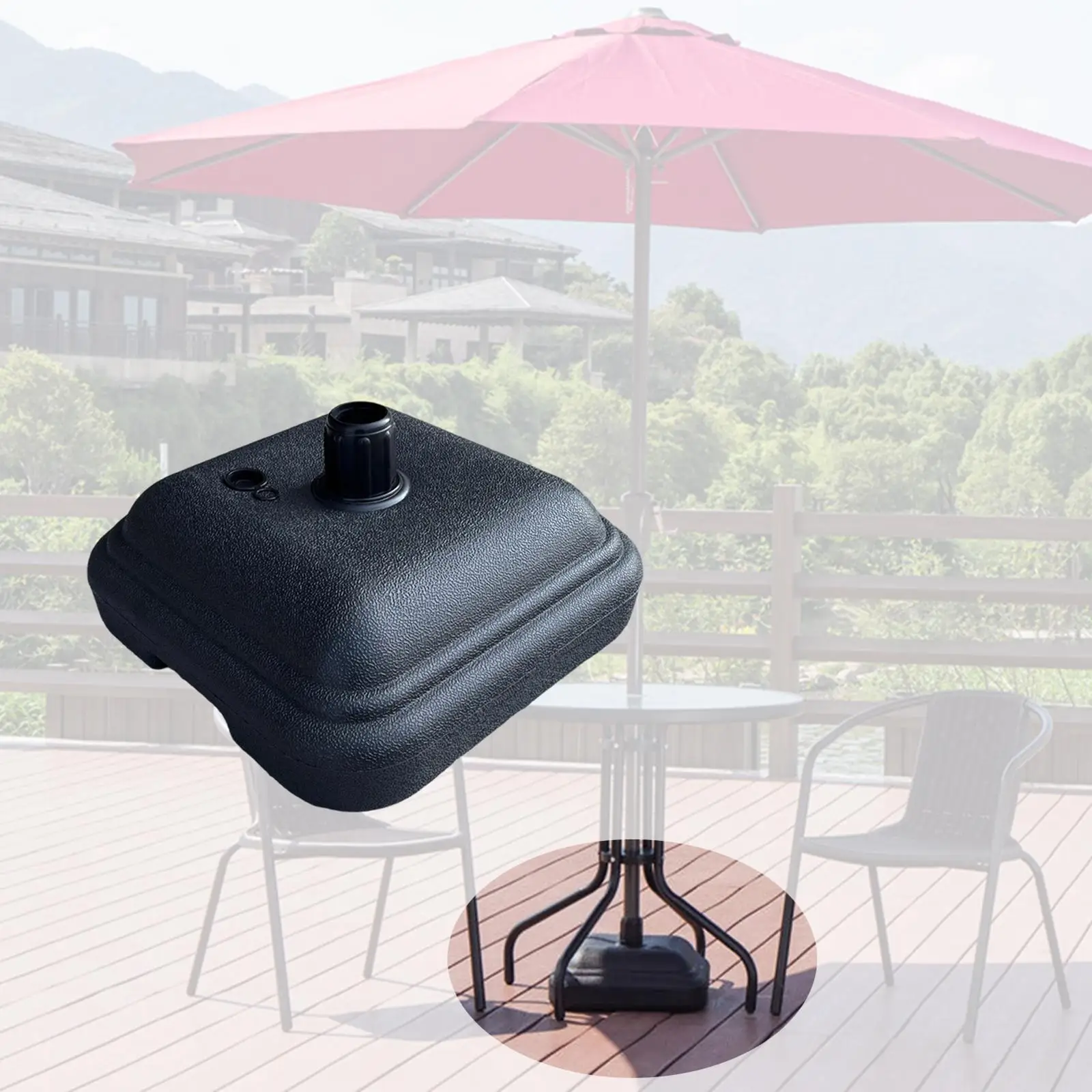 Water Filled Patio Umbrella Base Square Parasol Stand Outdoor Garden Accessory for Lawn Deck Beach Yard