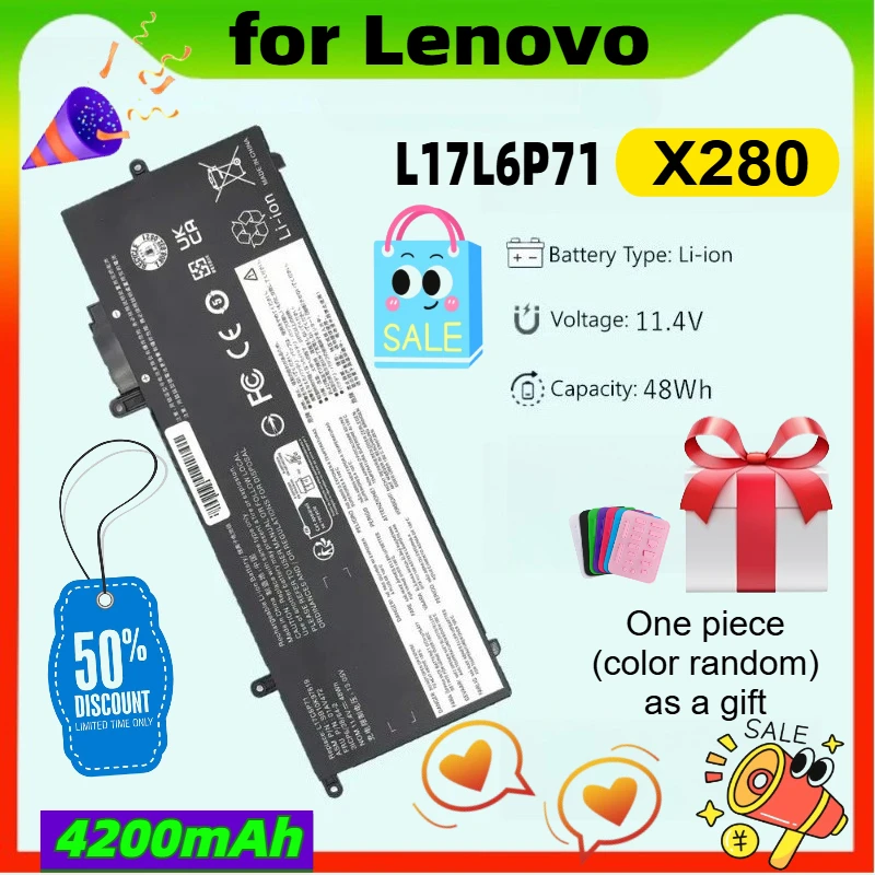 

X280 Laptop Battery for Lenovo ThinkPad Series Notebook L17C6P71 L17M6P71 L17L6P71 01AV470 01AV471 01AV472 SB10T83165 11.4V 48Wh