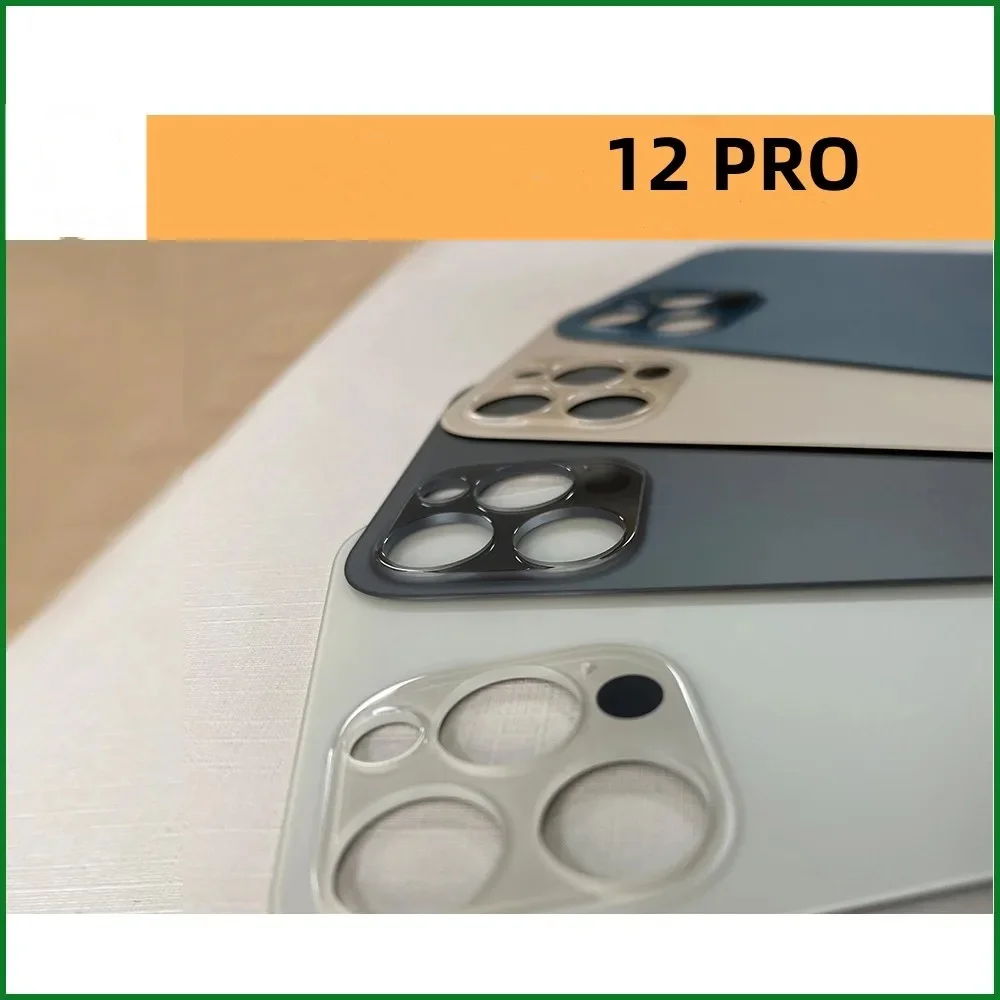 الزجاج الخلفي + 3M الغراء آيفون 12 برو-12 برو ماكس الغطاء الخلفي الزجاج استبدال سريع الإسكان غطاء البطارية الحفرة الكبيرة الزجاج الخلفي #4