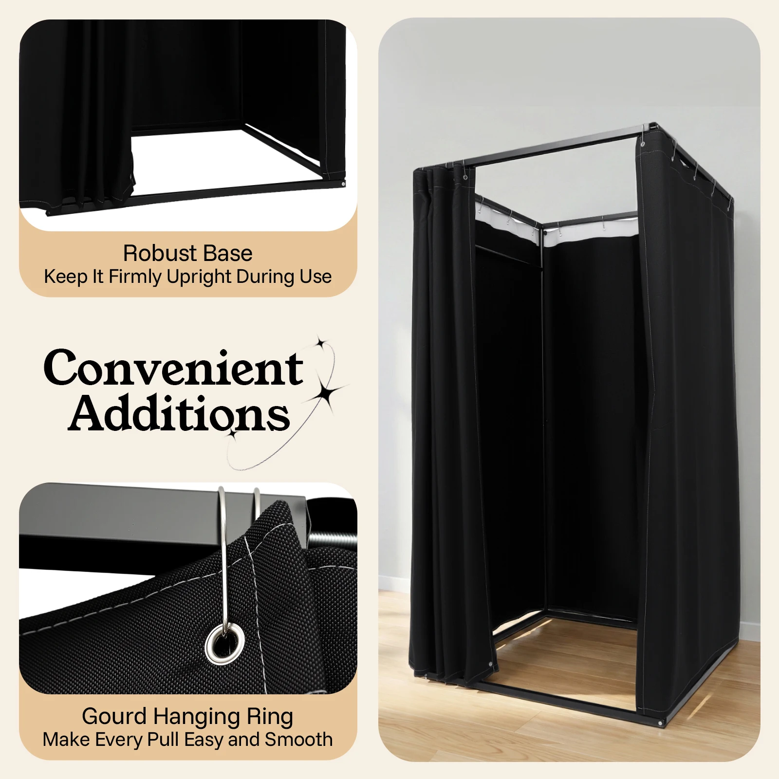 Portable Clothing Store Fitting Room, Curtain Changing Rooms, Private Room Divider, for Fit Room, Clothes Stores 100*100*200cm image 4