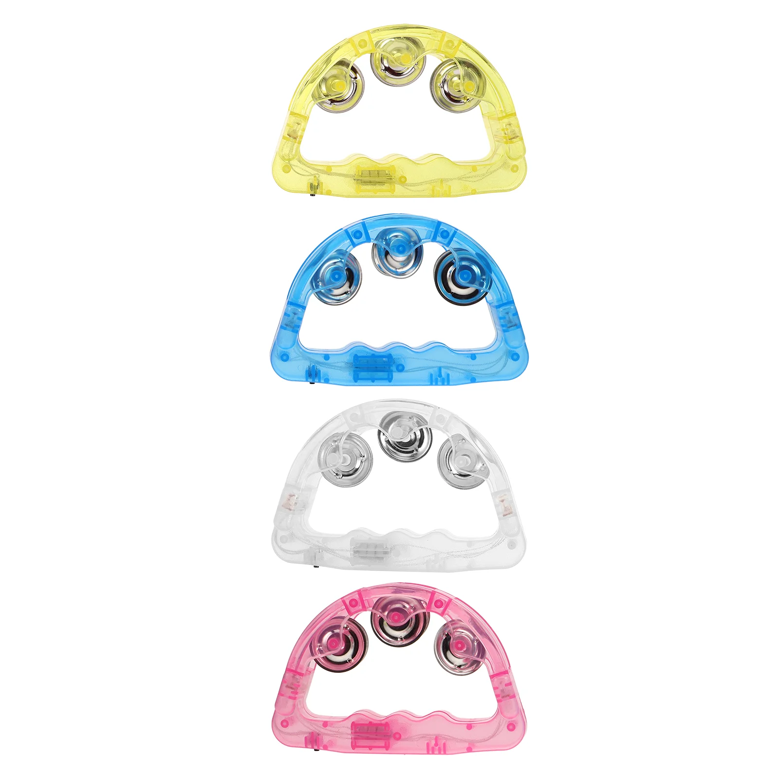 4 Pcs LED Luminous Rattle Handbell Tambourine Toys Decorative Party Flashing Props Plastic Shine Playthings Kids with Lights