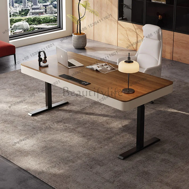 

Умный электрический стол для работы стоя с регулировкой высоты, цвет орех, минималистичный дизайн, высококачественный стол из массива дерева