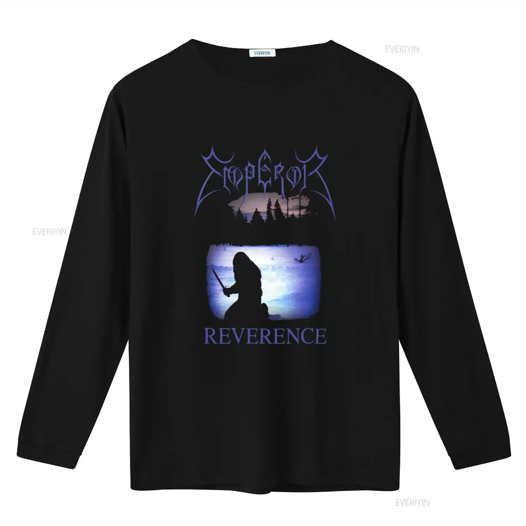 EMPEROR REVERENCE Black T Shirt with Front Back Print Medium Gothic Design Perfect for Metal Fans vintage Washed Slightly
