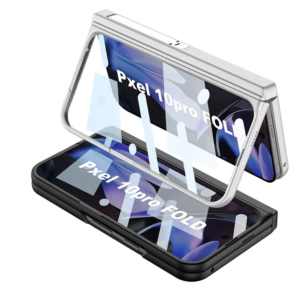 

for Google Pixel 10 Pro Fold Lens Protect Cover Credit Card Slot Magnetic Hinge Folding Bracket Holder Glass Protector Case