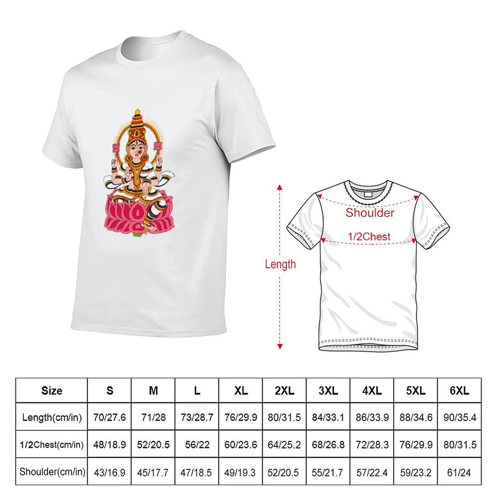 goddess Lakshmi kalamkari white T-Shirt anime figures custom shirt mens graphic t-shirts big and tall