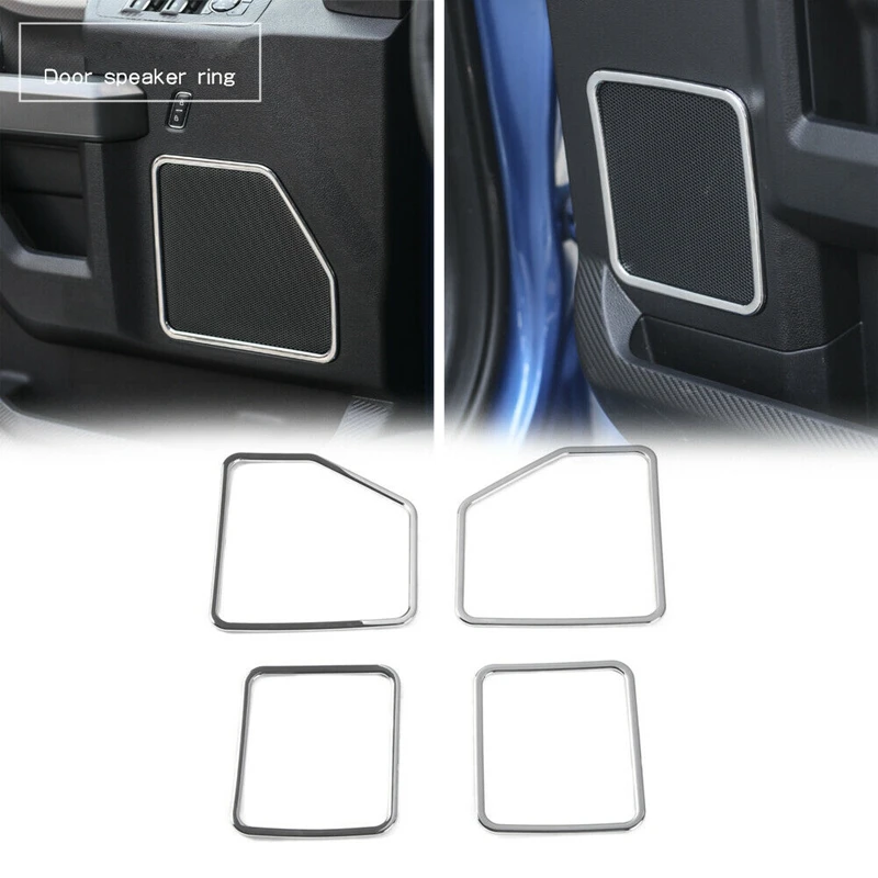 

4Pcs Car Front & Rear Door Speaker Frame Trim Cover Kit For Ford F150 2015-2017