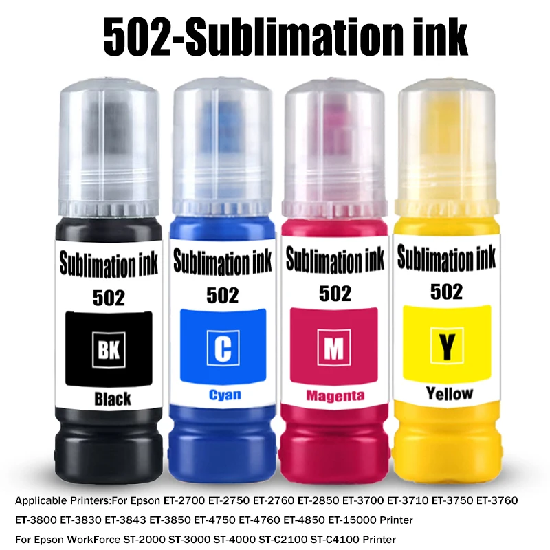 

502 sublimation Refill ink Premium sublimation Ink for For Epson ET2760 ET4760 ET3750 ET3700 ET2700 ST2000 ST3000 ST4000 Printer