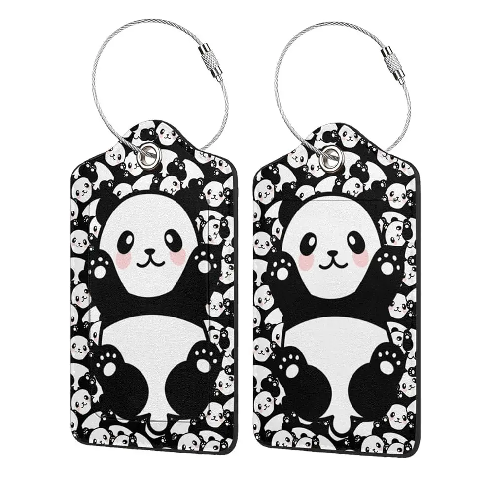 

Бирки для багажа Panda, набор из 2 штук, кожаные, с петлей из нержавеющей стали, для дорожных сумок