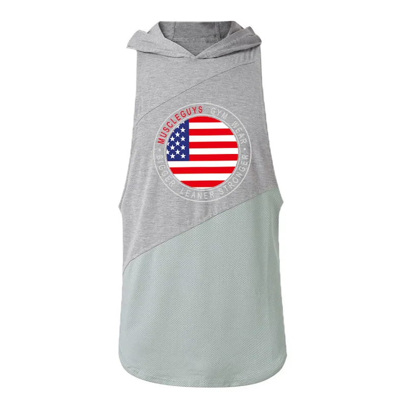 Mens Pritned Tank Top  Fitness Vest Summer Sleeveless Hoodie  Sports  Fashion Singlets Bodybuilding Sleeveless T-shirt