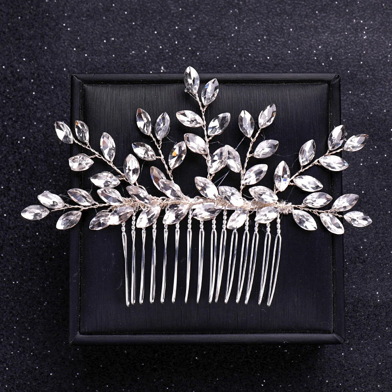 Silver Color Flower Pearl Crystal Wedding Hair Comb Hairpin Headband For Bride Women Wedding Hair Accessories Jewelry Tiara Gift