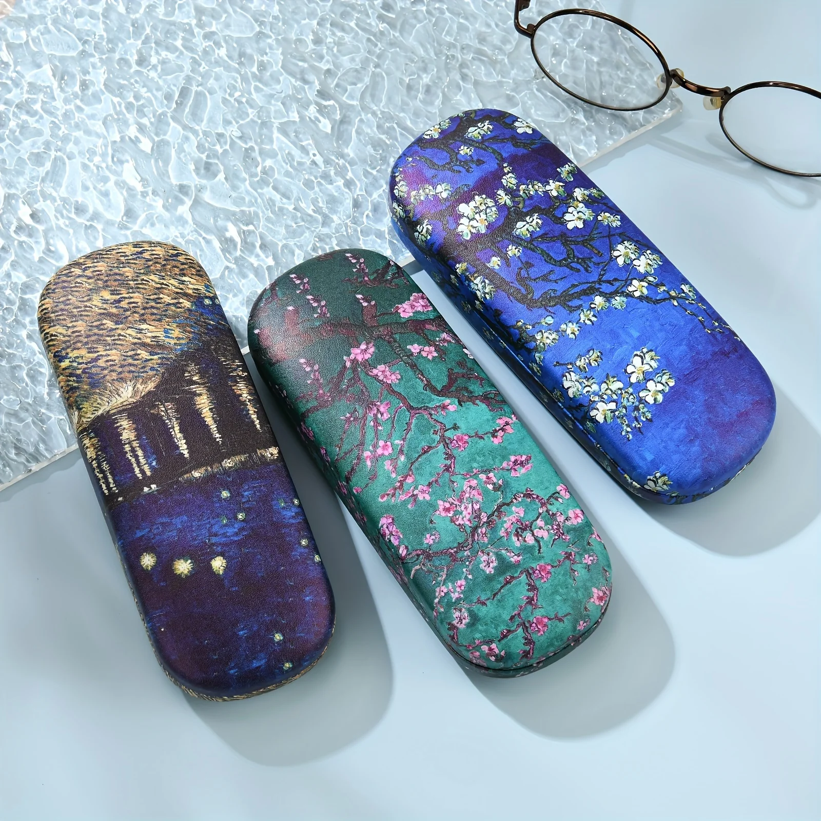 1pc Van Gogh Inspired Printed Fashion Fashion Glasses Case Durable, Portable Eyewear Storage For Men & Women Case Holder