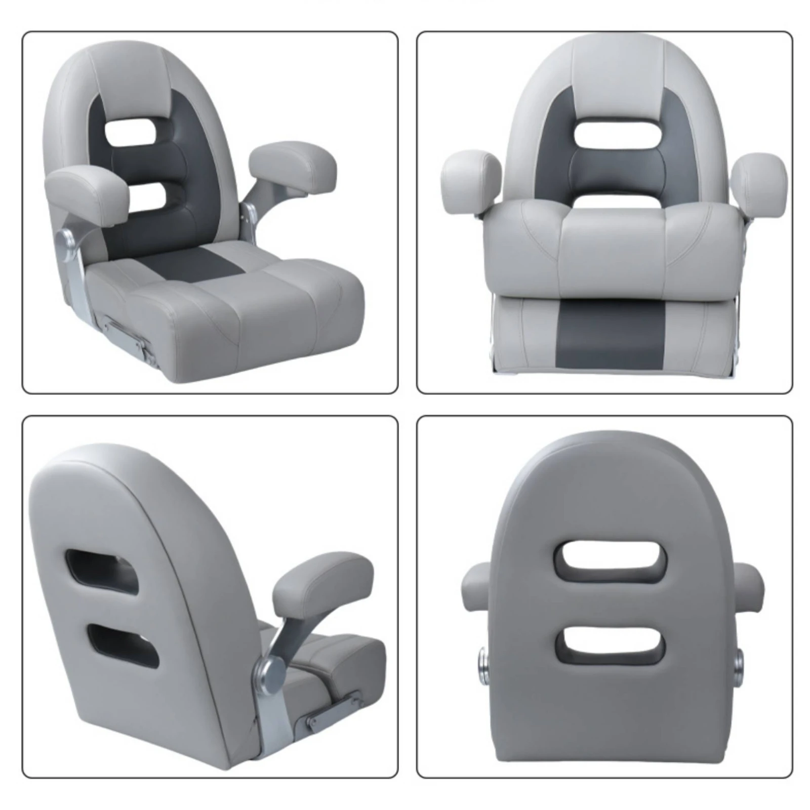 Helm's Chair with Armrests Ergonomic High-Back Marine Seat Helm Chair with Armrest Heavy-Duty Seating Anti-Rust