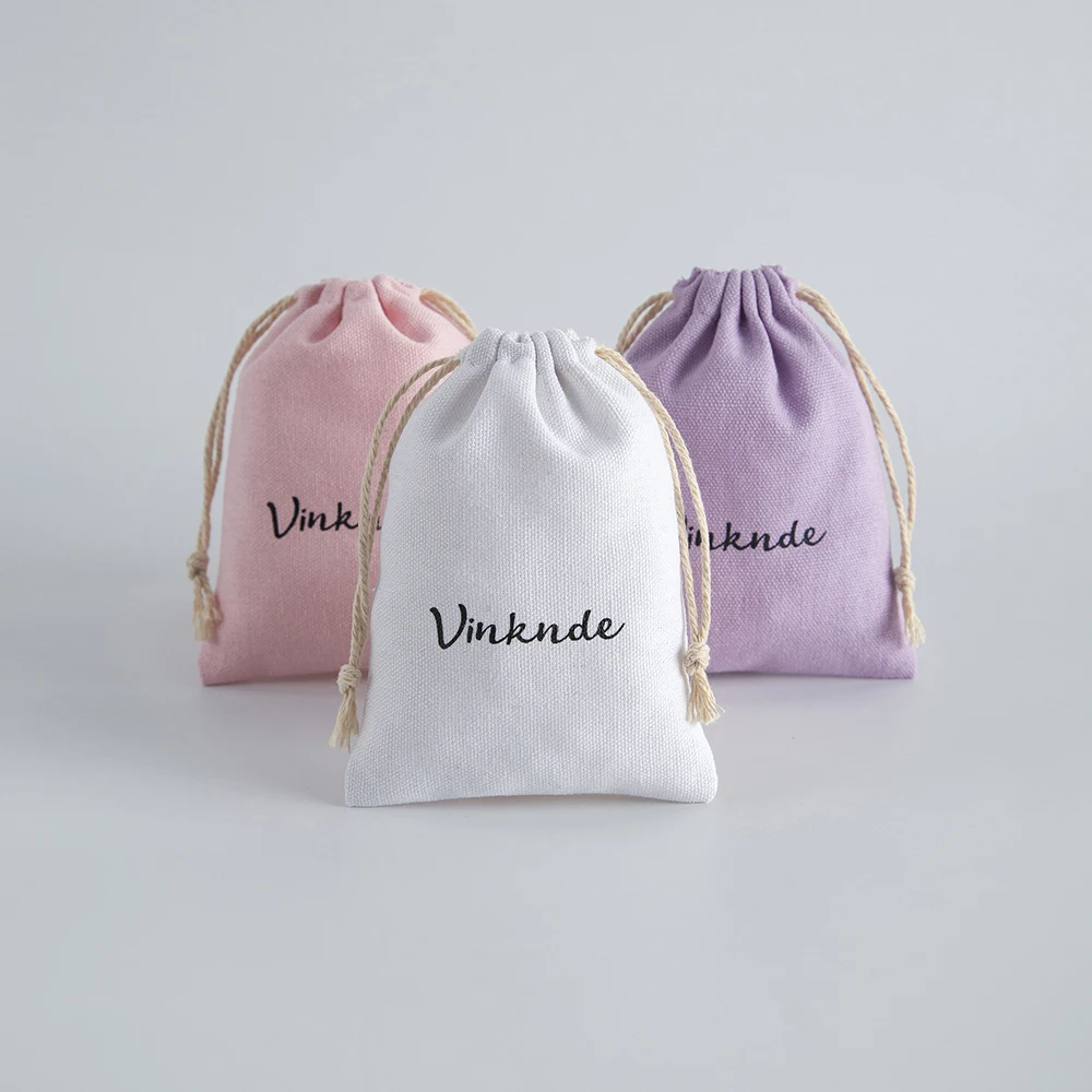 50pcs Bulk Cotton Drawstring Gift Bags Wedding Favors Sack Jewelry Packaging Bag Custom Logo Small Jewelry Organizer Pouches