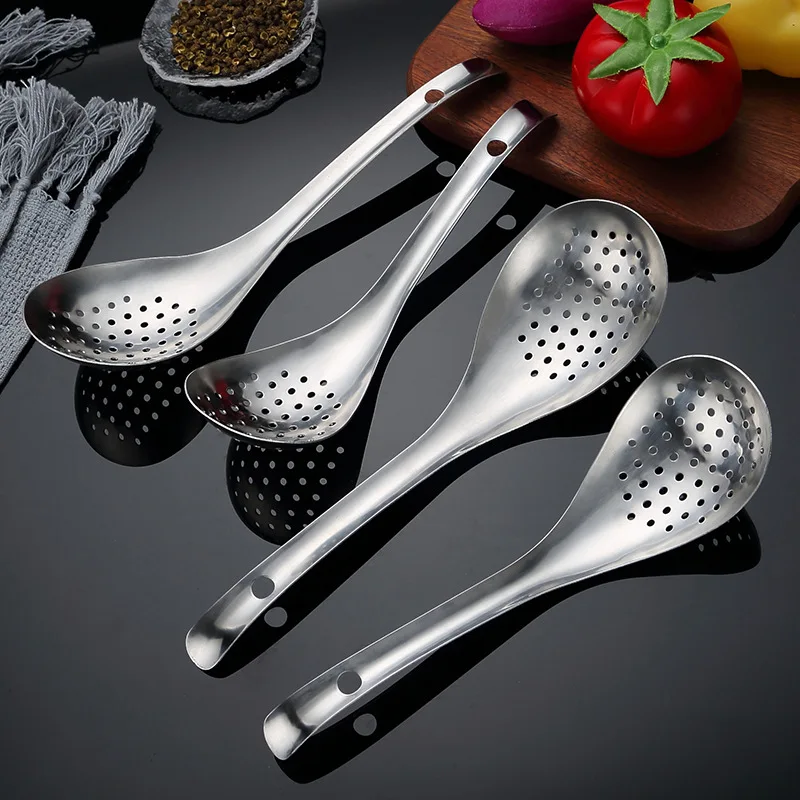 

304 Stainless Steel Strainer Spoon Kitchen Colander Spoon Spoon Filter Strainer Food ScoopPerforated Skimmer Colander