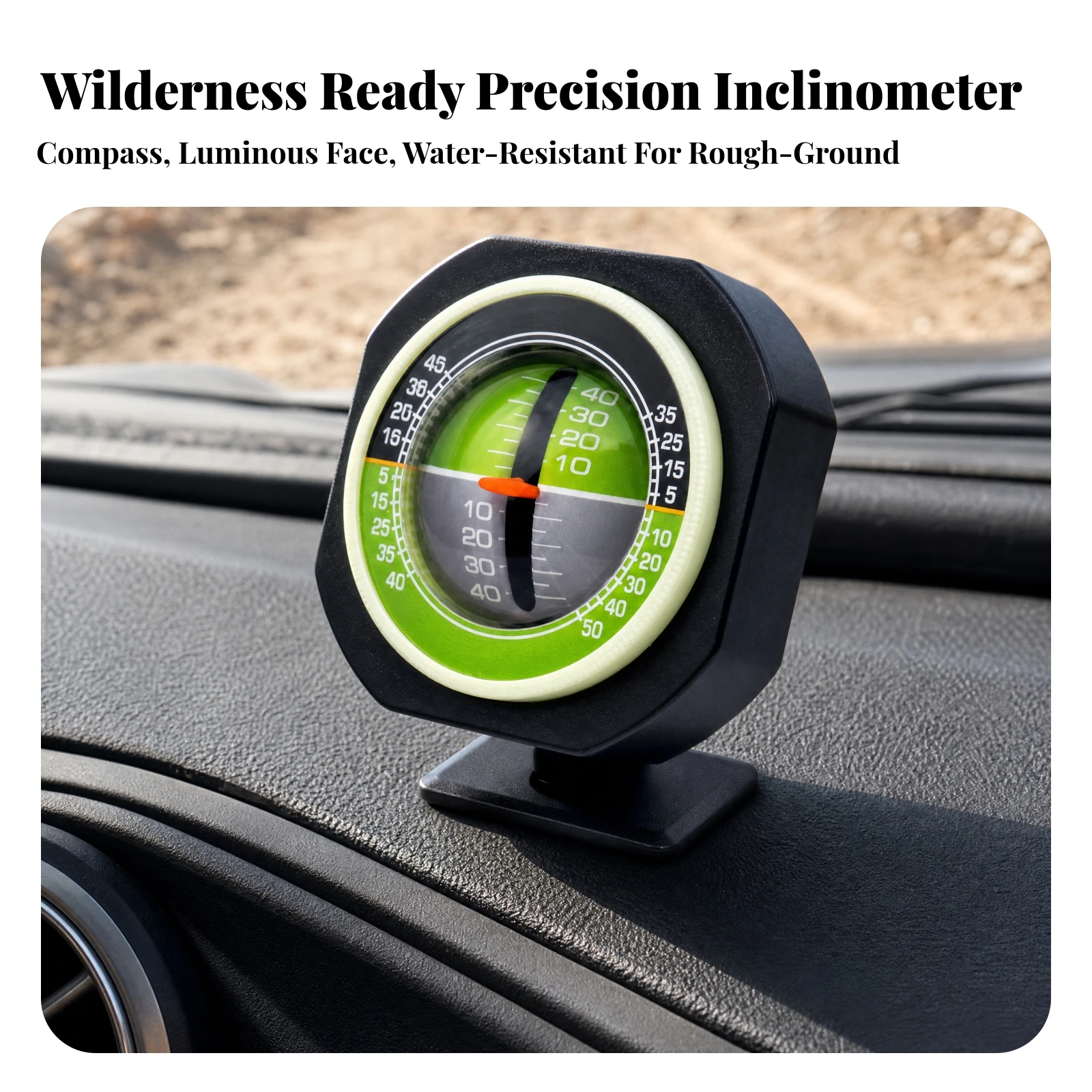 Vehicle Incline Gauge Easy to Install Dashboard Slope Meter Automotive Slope Meter Liquid-Damped Inclinometer Illuminated