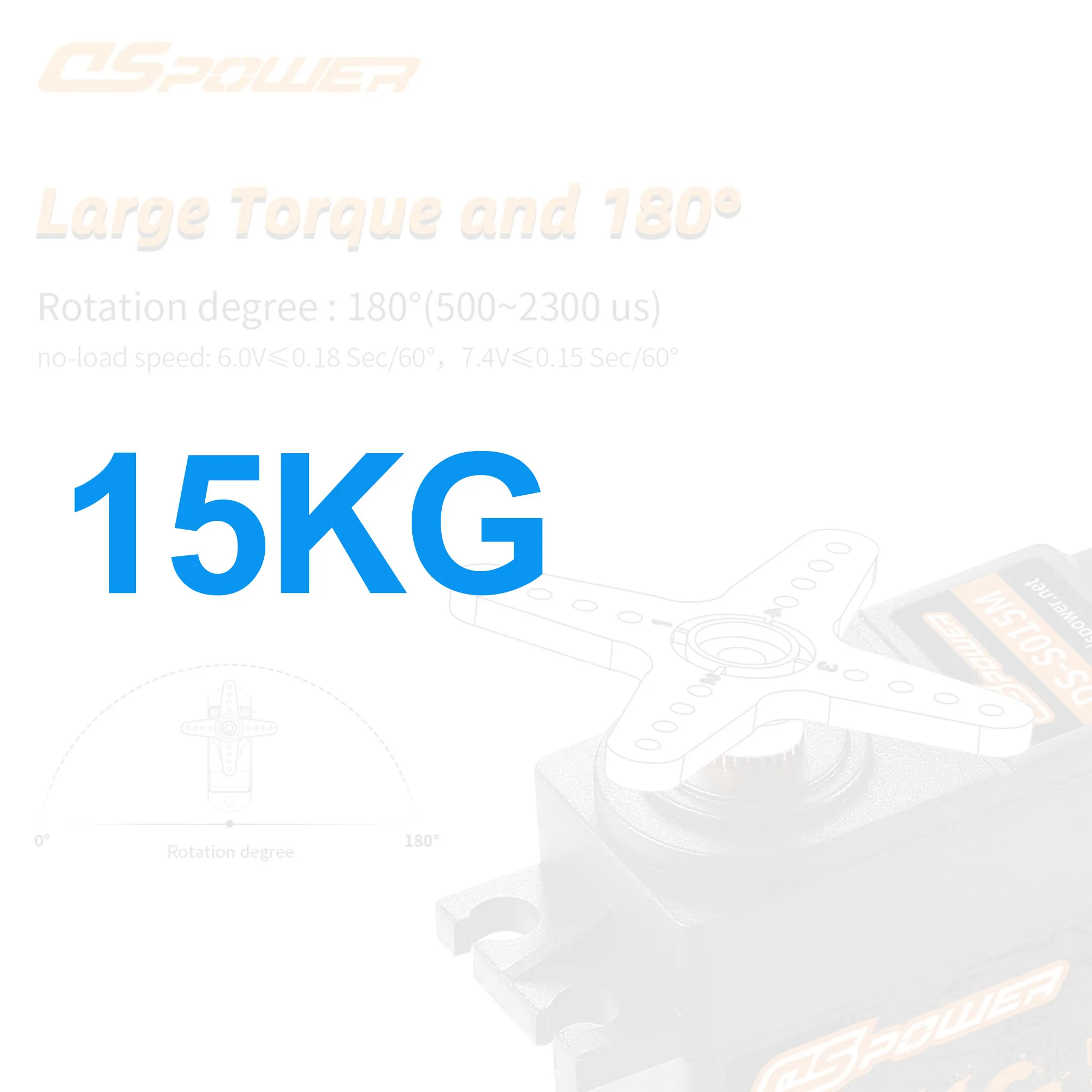 

DSpower 15KG Digital Servo Metal Gear Large Torque for 1/8 1/10 RC Car Truck Crawler Aircraft TRX4 Slash Scx10 104001 DIY Parts