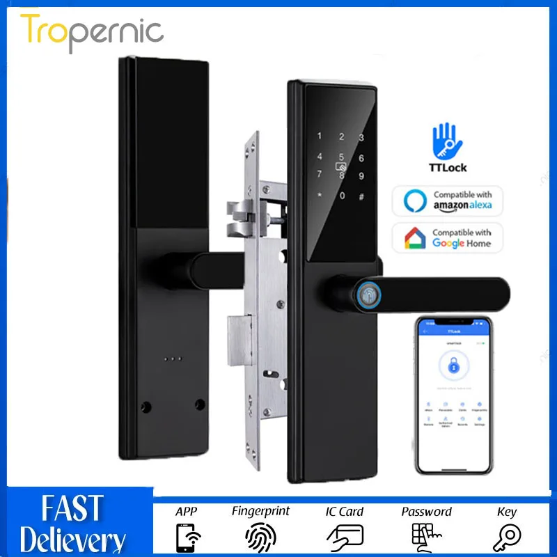 Smart Door Lock With Bluetooth-compatible TTLOCK APP Digital Electronic Lock Smart Home Wooden Door Lock Biometric Fingerprint