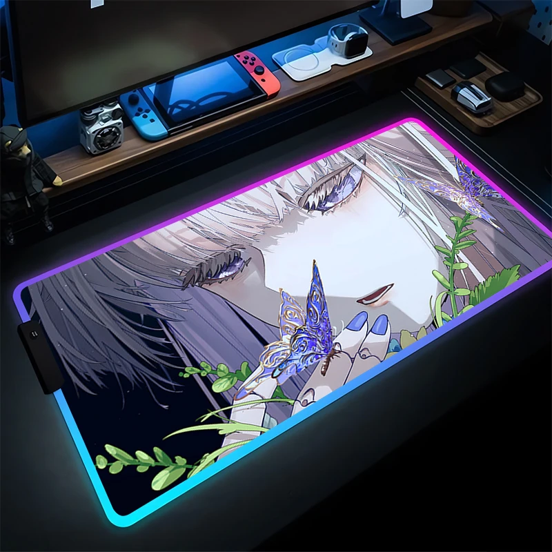 

Mouse Pad Gamer LED Computer Extended Mousepad RGB Laptop Honkai Star Rail Herta Desk Mat Keyboard Pad Rubber Durable For Carpet