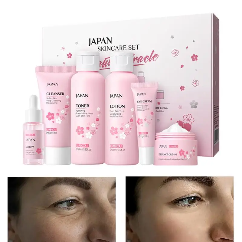 Japan Sakura Skin Care Set Facial Cleanser Face Cream Toner Eye Cream Essence Sakura Skincare kit skin care products full set