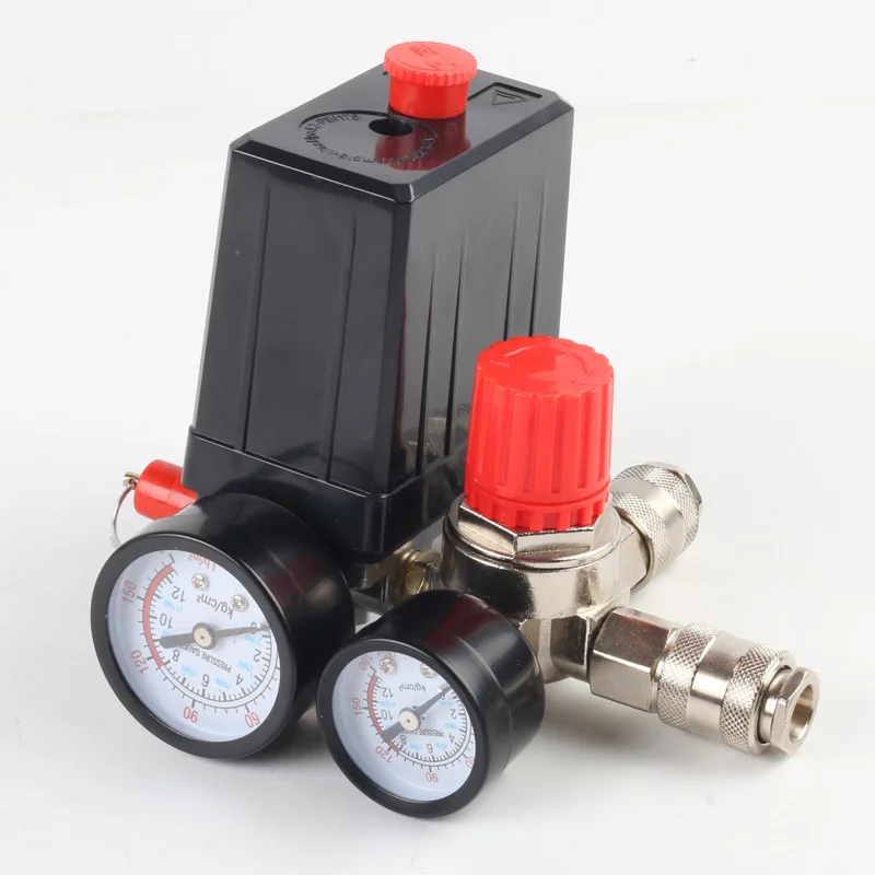 

Air Compressor Pressure Switch 4 Port, Automatic Air Pump Pressure Control Switch Assembly, European Type