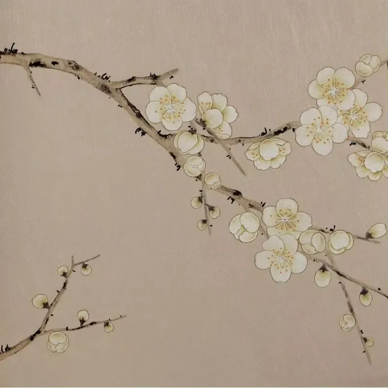 Plum Blossom Hand Made Oriental Nonwoven Wallpaper