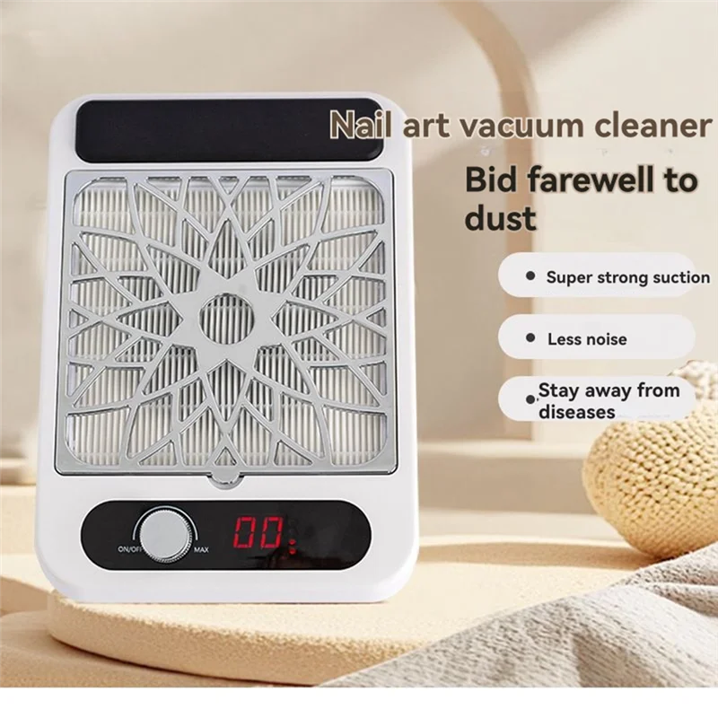 A74G-Nail Dust Vacuum Cleaner Nail Dust Collector Portable Nail Dust Collector No Dust Leakage Dust Filter EU Plug