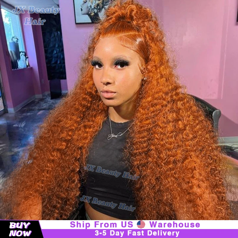 زنجبيل برتقال # 350 13X6 الدانتيل الباروكات الأمامية المياه موجة عميقة 100% ريمي الشعر البشري 13x4 الدانتيل شعر مستعار أمامي 32 بوصة قبل نتف للنساء