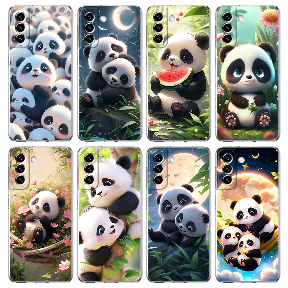 

Cartoon Lovely Panda Phone Case for Samsung Galaxy S23 S20 FE S22 S21 Ultra M21 M22 M32 S10 S10E S9 S8 Plus 5G Transparent Shell