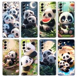 Cartoon Lovely Panda Phone Case for Samsung Galaxy S23 S20 FE S22 S21 Ultra M21 M22 M32 S10 S10E S9 S8 Plus 5G Transparent Shell