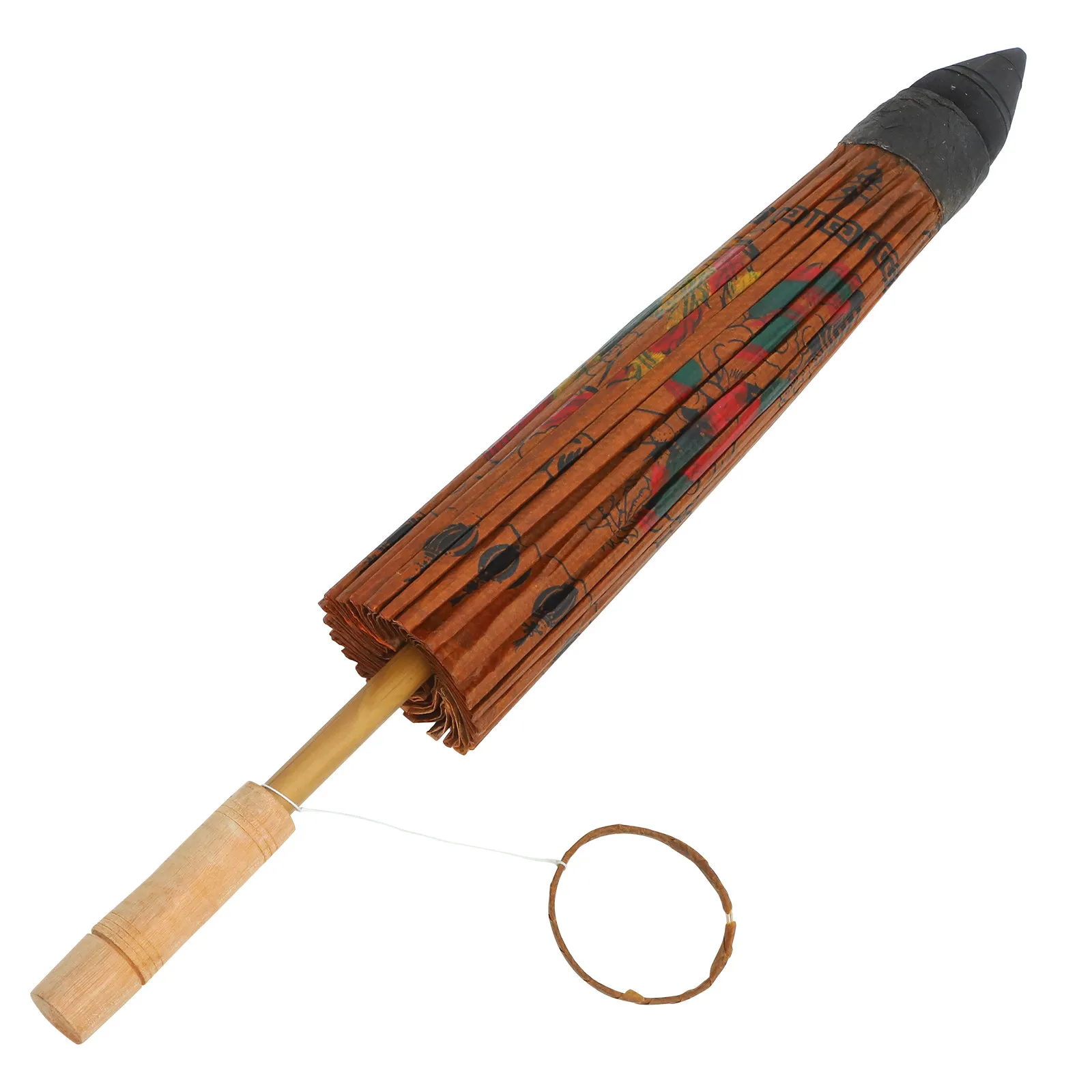 

1Pcs Hand-Painted Classic Oiled Paper Umbrella Solid Wood Handle Decorative Paper Umbrella for Interior Restaurant Photography