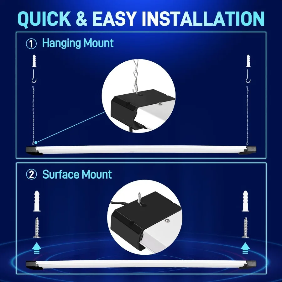 5000K LED Shop Light Linkable 4FT Daylight 42W LED Ceiling Lights for Garages Workshops Basements Hanging or FlushMount Power C