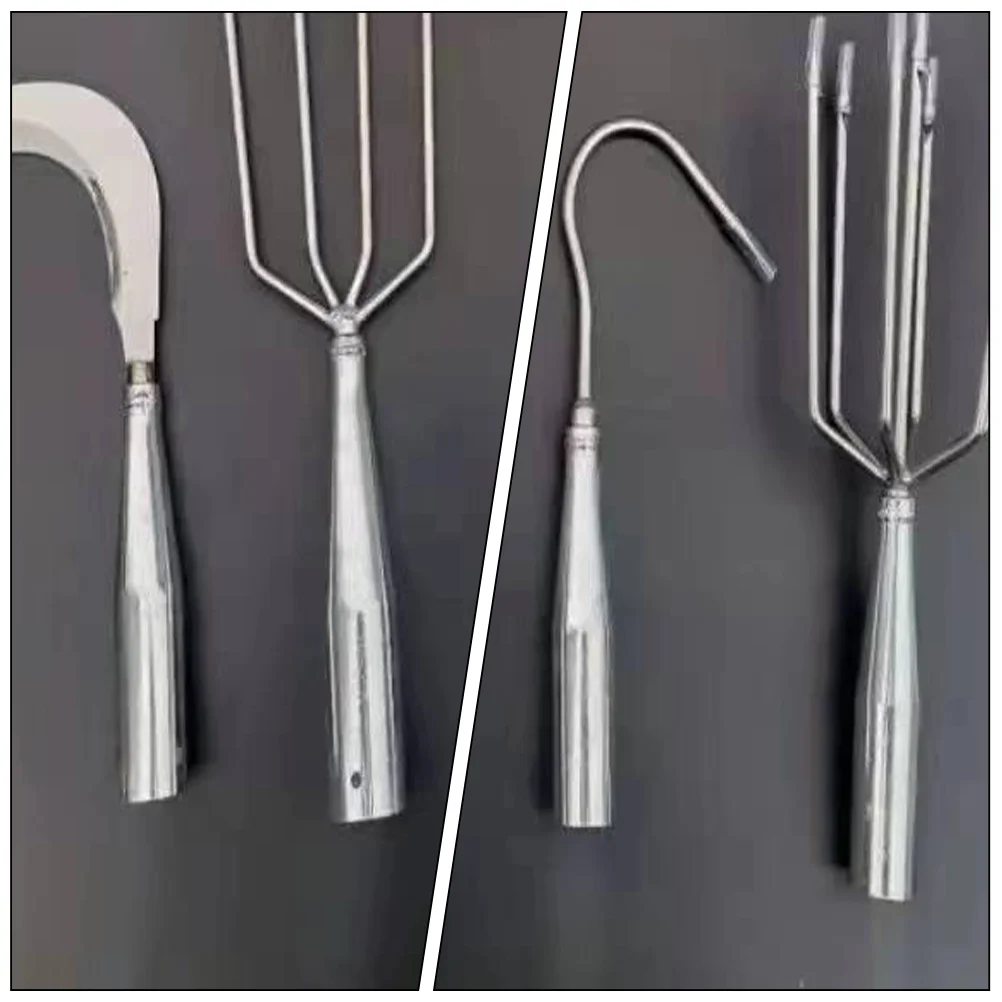 Adaptador de arpón con mango de madera, cabezal de conversión de Metal en palo, herramienta de jardinería (enlace pequeño), accesorio de agarre, 2 uds.