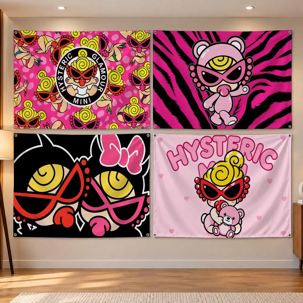 Brand Japanese Cute H-Hysteric Mini Flags Banner Decor for Bedroom,Garden,Party,Club,Indoor Outdoor, Fan Gift
