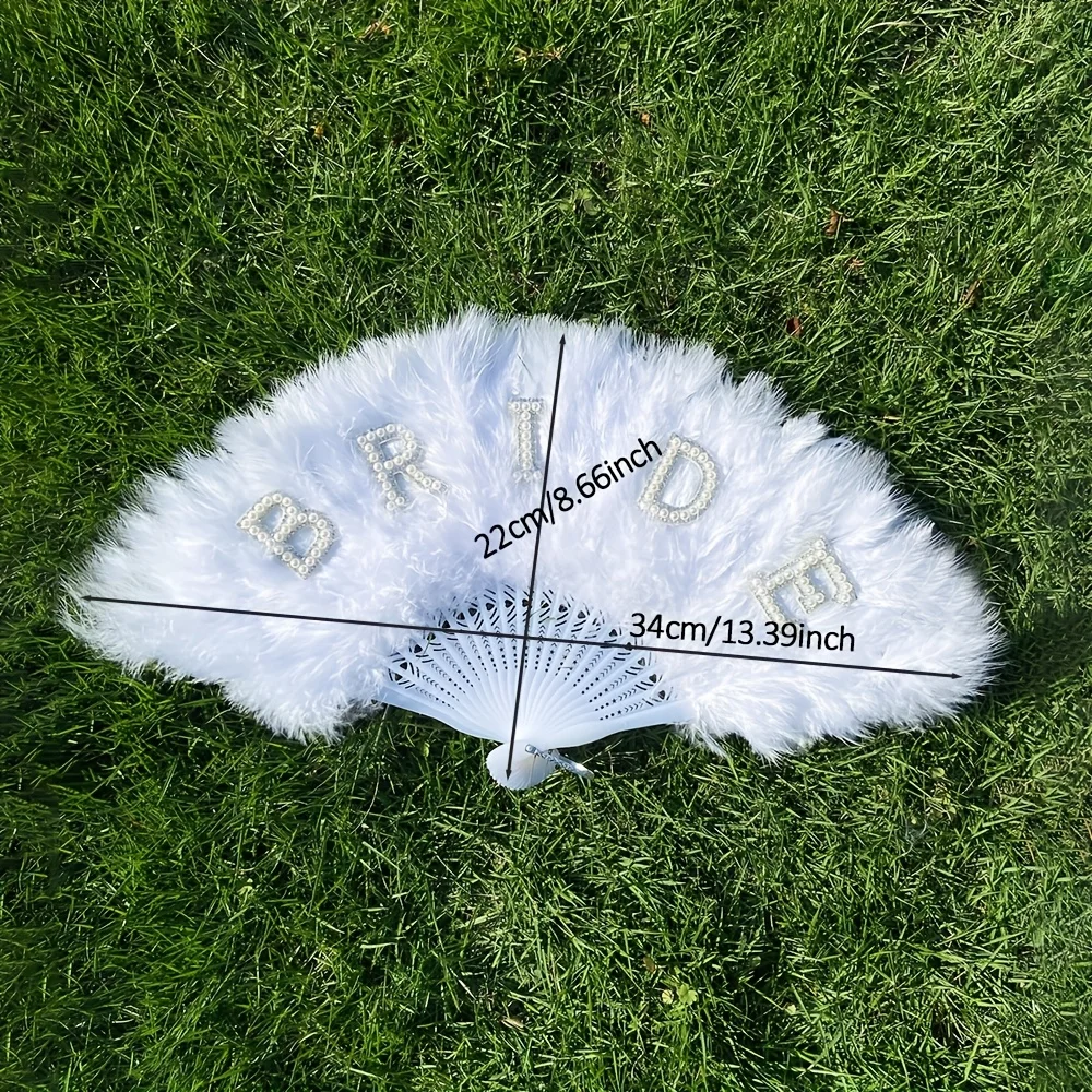 Artificial Feather Bride Fan Wedding Decoration for Brides Suitable for Bridal Wedding Decor Bachelorette Party hand fan wedding