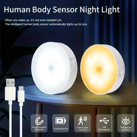 모션 센서가 있는 LED 야간 조명, USB 충전식 야간 램프, 주방 캐비닛 옷장 램프, 계단 무선 옷장 조명 모션 센서가 있는 LED 야간 조명, USB 충전식 야간 램프, 주방 캐비닛 옷장 램프, 계단 무선 옷장 조명