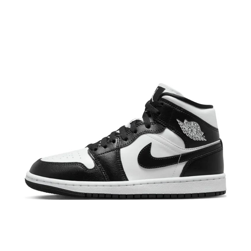 Jordan Air Jordan 1 Mid Athletic Cómodo Tendencia Negro Blanco Mid Top Retro Casual Zapatos de tabla