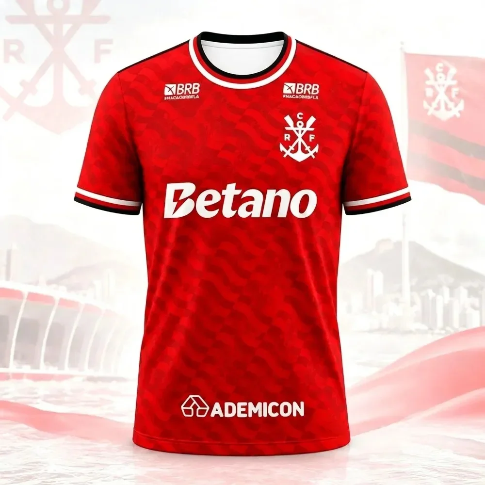Men's CR Flamengo Short Sleeve Soccer Jersey, Quick Dry Breathable Polyester Mesh Football Shirt for Football Fans