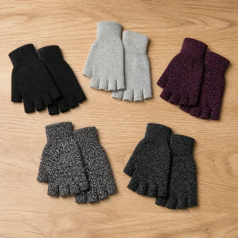 Fleece Lined Half Finger Winter Gloves Warm Open Fingertip Typing Computer Outdoor Costume Cosplay Punk Handwear Arm Warmers