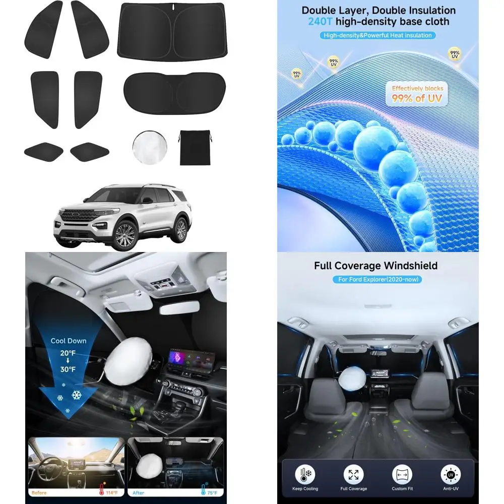 

Полное покрытие оконных штор для Ford Explorer 2020-2025 гг. — боковые, задние и треугольные солнцезащитные козырьки с защитой от ультрафиолета и конфиденциальности для