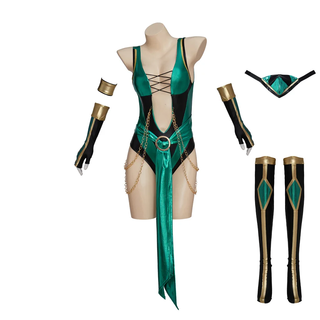 

Game Mortal Kombat X Jade Costume Cosplay Blue Sexy Tights Battle Combat Women's Outfit Adult Full Suit Halloween Carnival Suit