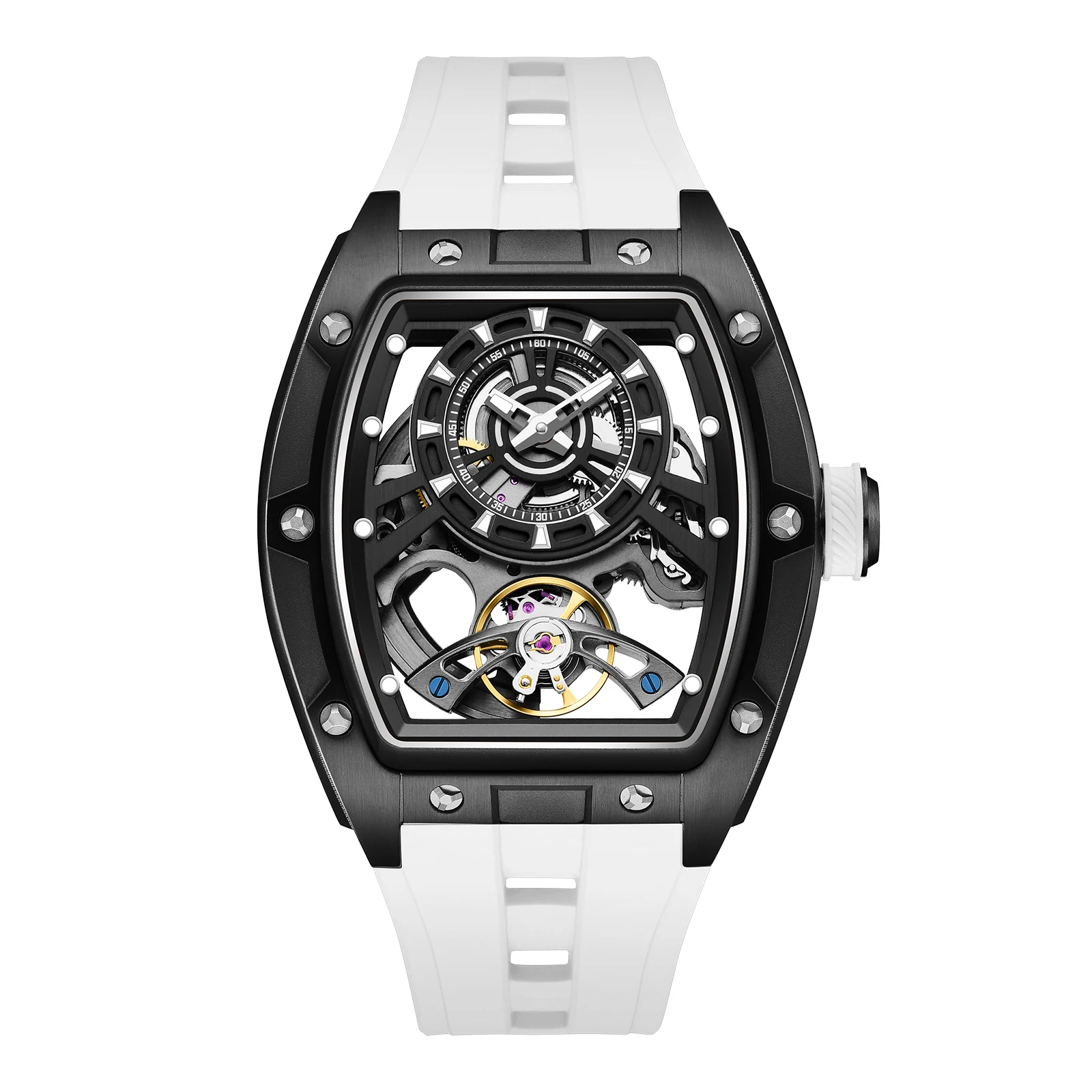 

CHANCE Men's Automatic Mechanical Watch with Stainless Steel Case Sillicone Strap Fashion Waterproof Luminous Wristwatch