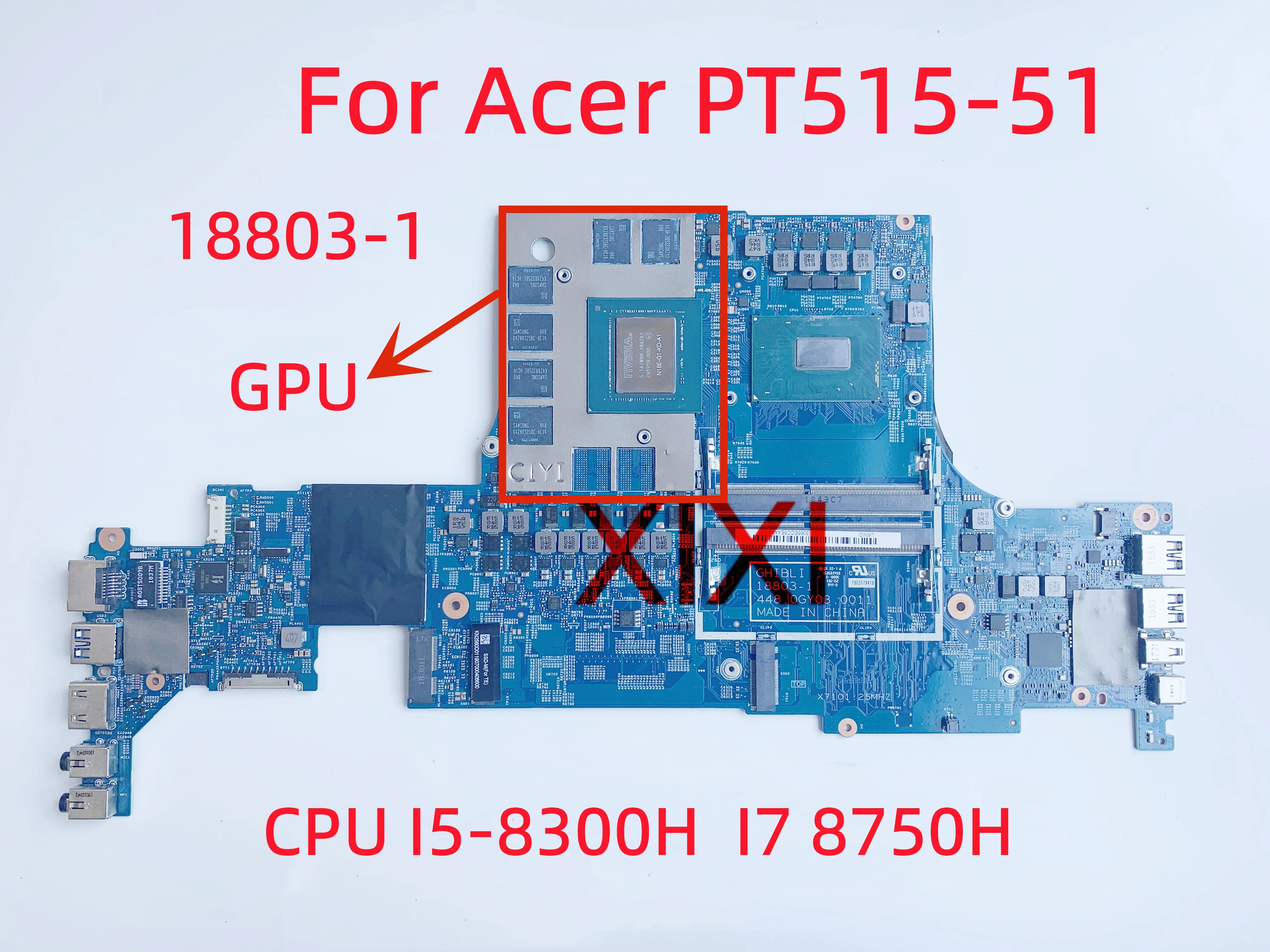 18803-1 สำหรับ Acer PT515-51 แม่บอร์ดแล็ปท็อป พร้อม CPU I5-8300H, I7 8750H, GPU RTX2060 6G, RTX2080 8G 100% ทดสอบแล้ว