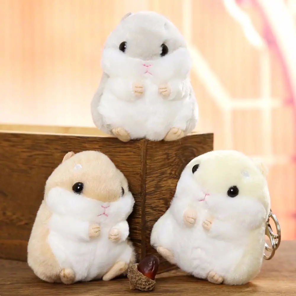 10cm Cute Plush Toys Kawaii Bag Backpack Pendant Keychain Stuffed Animals Kids Toys for Children Girl Birthday Gift Hamster Doll