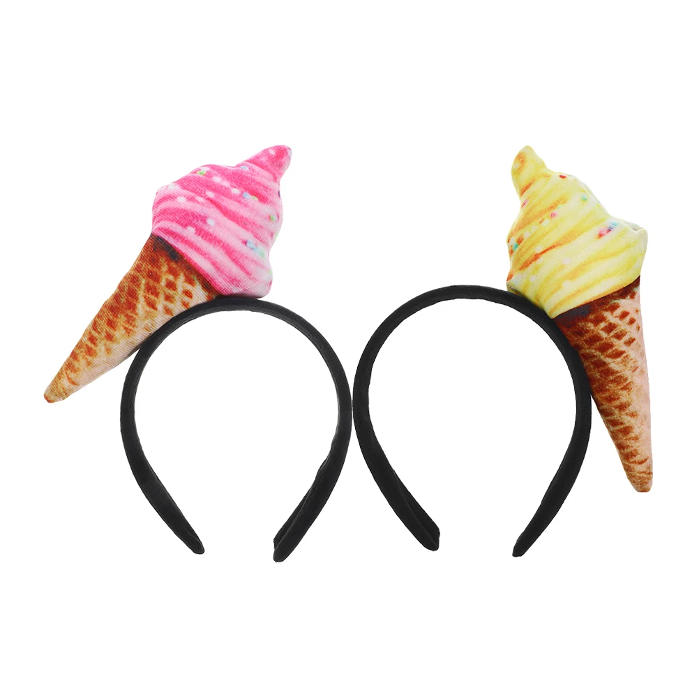 

2 Pcs Ice Cream Headband Cute Headbands Girls Hair Accessories for Makeup Party Flash