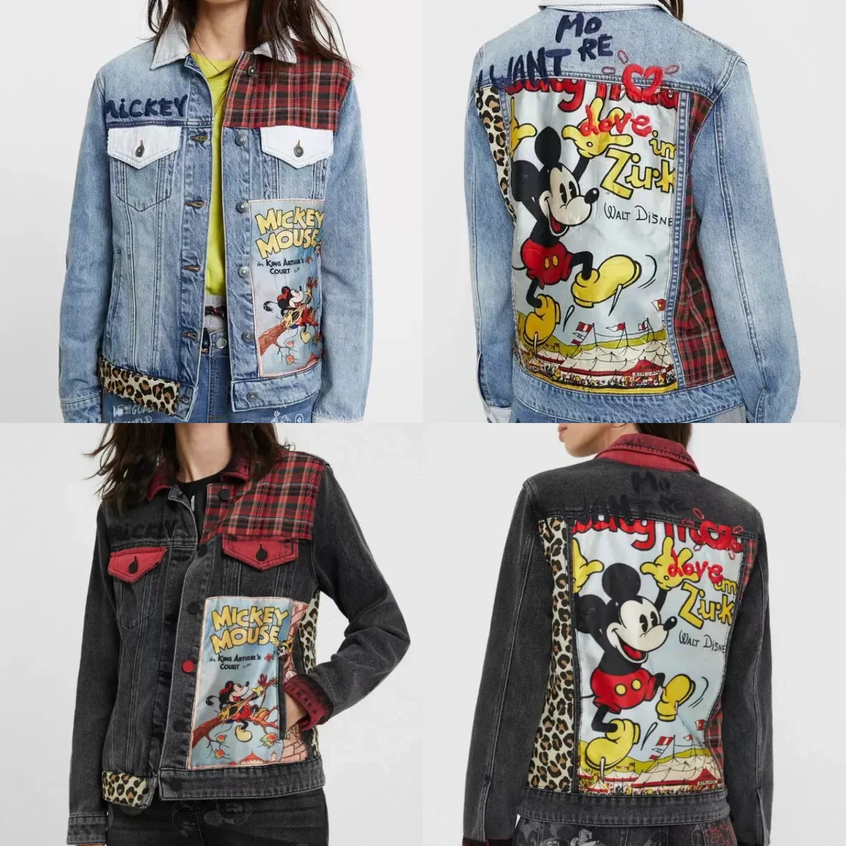 

European and American original Spanish luxury women's denim jacket with patchwork embroidery cartoon print short jacket